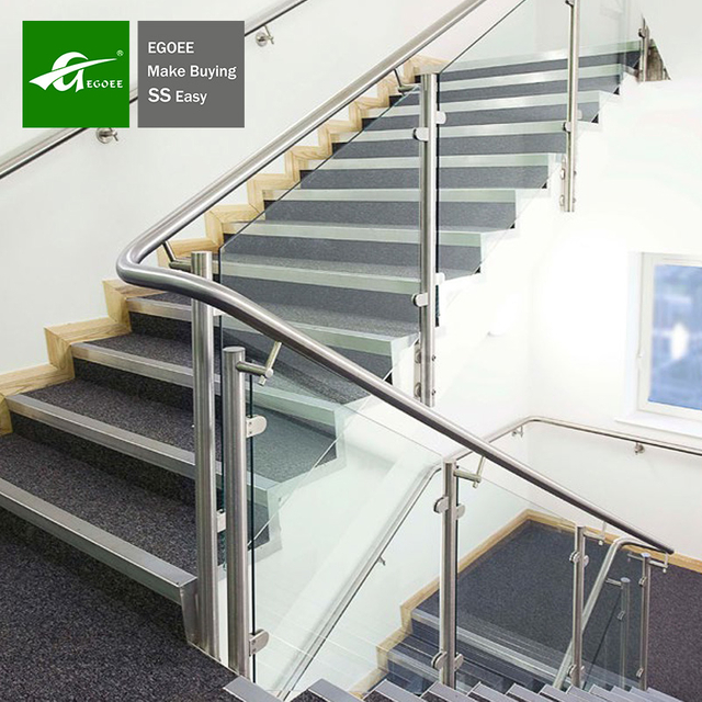 Garde-corps en verre en acier inoxydable pour escaliers