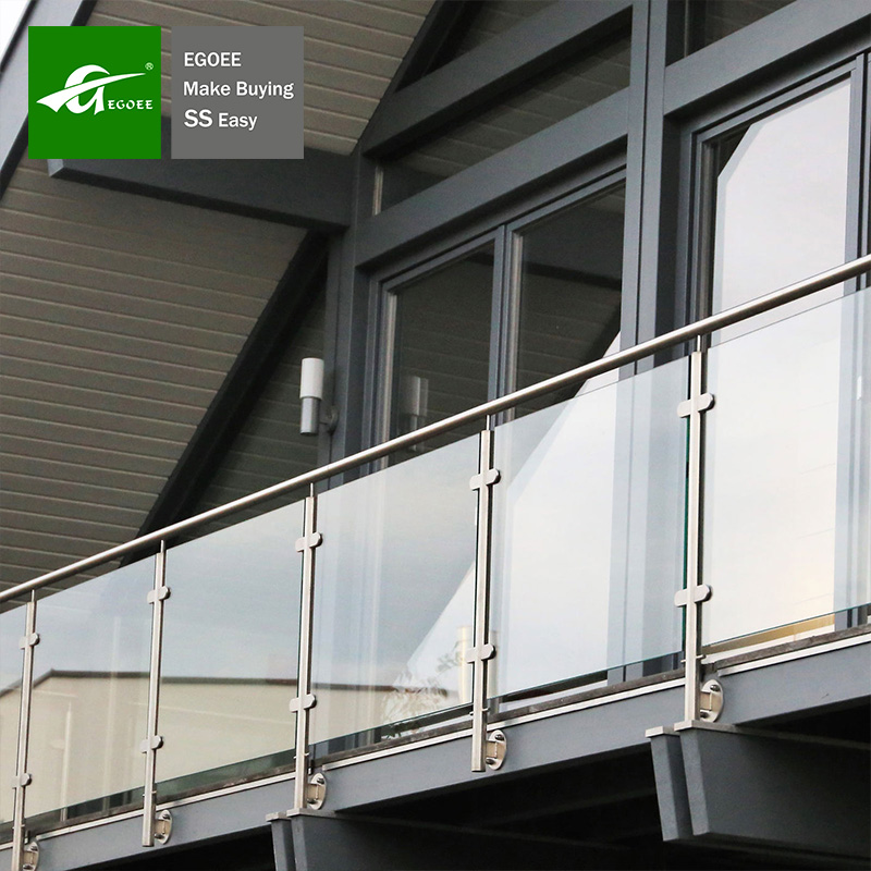 Garde-corps en verre en acier inoxydable pour balcon